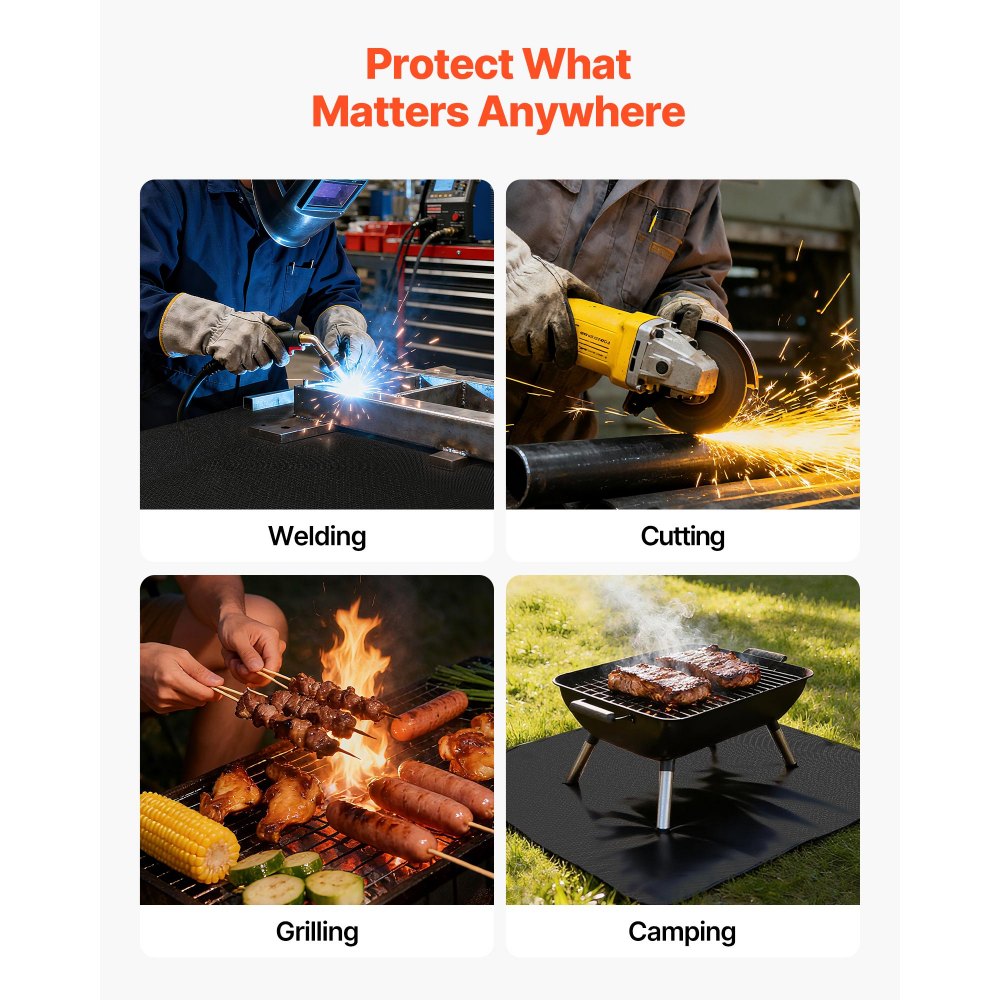 VEVOR Welding Blanket Roll, 45.7 x 1.5m Silicone Coated Fiberglass Welding Blanket, Up to 1800°F Heat Resistant Safety Protection Blankets, Flame Retardant Fireproof Insulation Mat Roll