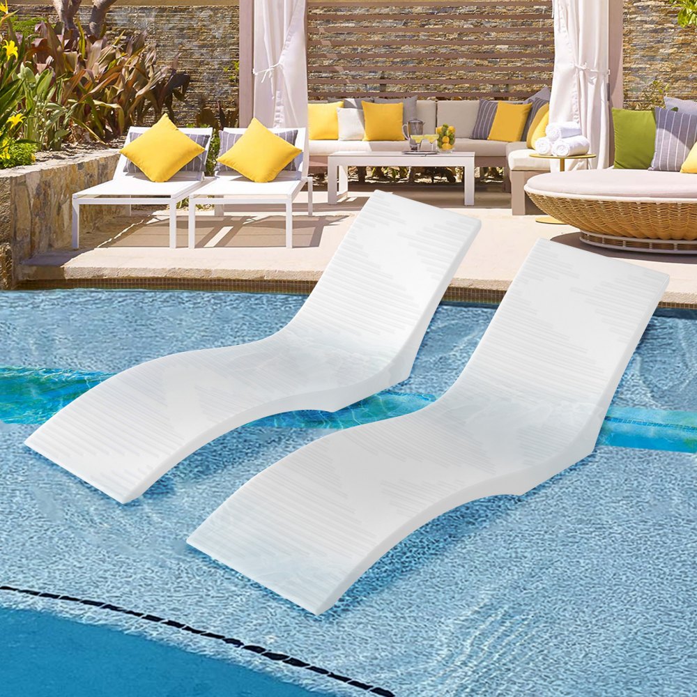 VEVOR Liegestühle 2 Stk. Chaiselongue Liegestühle für den Innenbereich des Pools für Wassertiefen bis zu 12,7 cm, im Pool befestigt und auf dem Wasser schwimmend, geeignet für alle Pooltypen