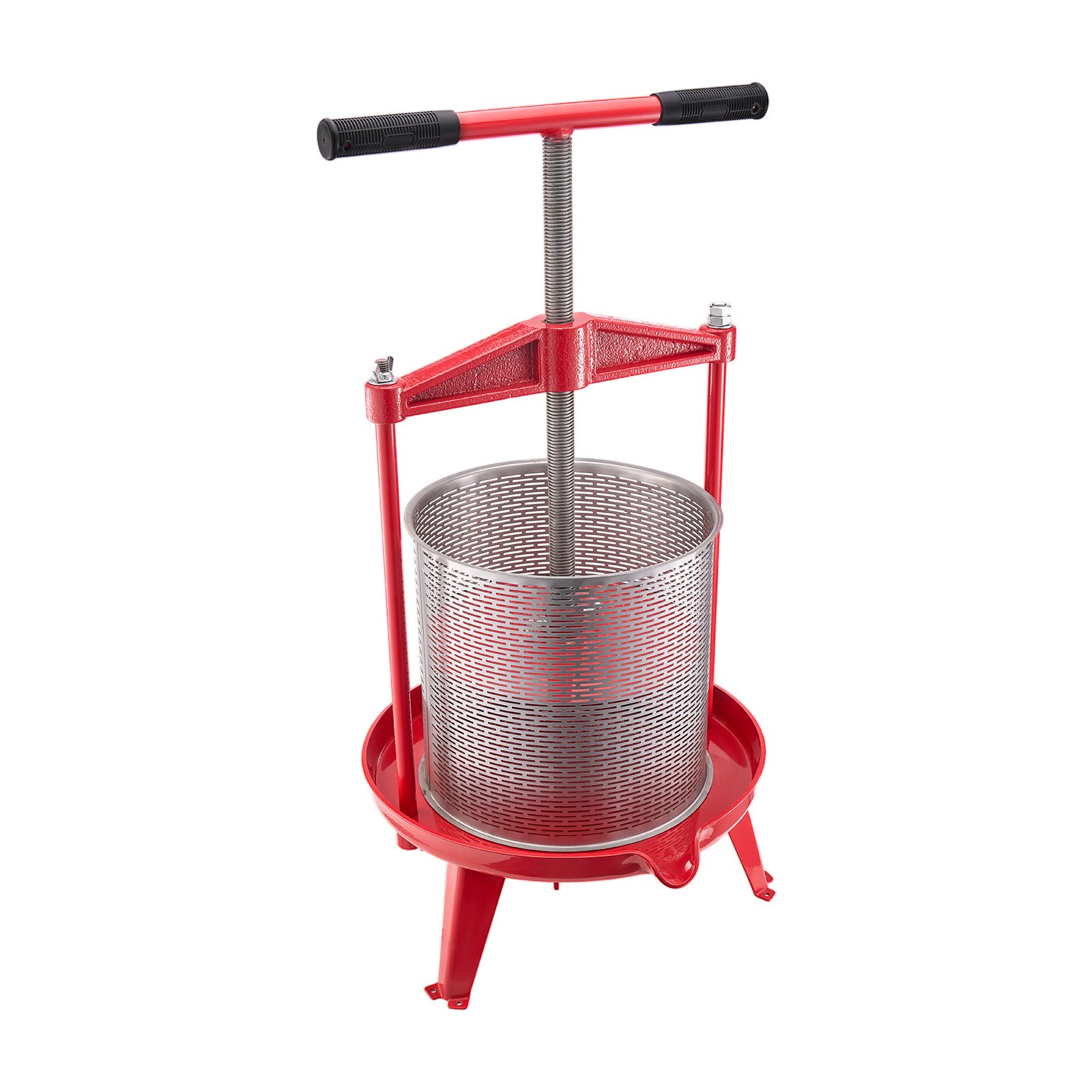VEVOR Obstweinpresse Obstmühle Apfelmühle (14 L), Edelstahlkorb mit dreieckiger Struktur, manueller Entsafter, manuelles Mahlwerk, Apfelweinpresse Traubenpresse mit T-Griff für Küche Zuhause