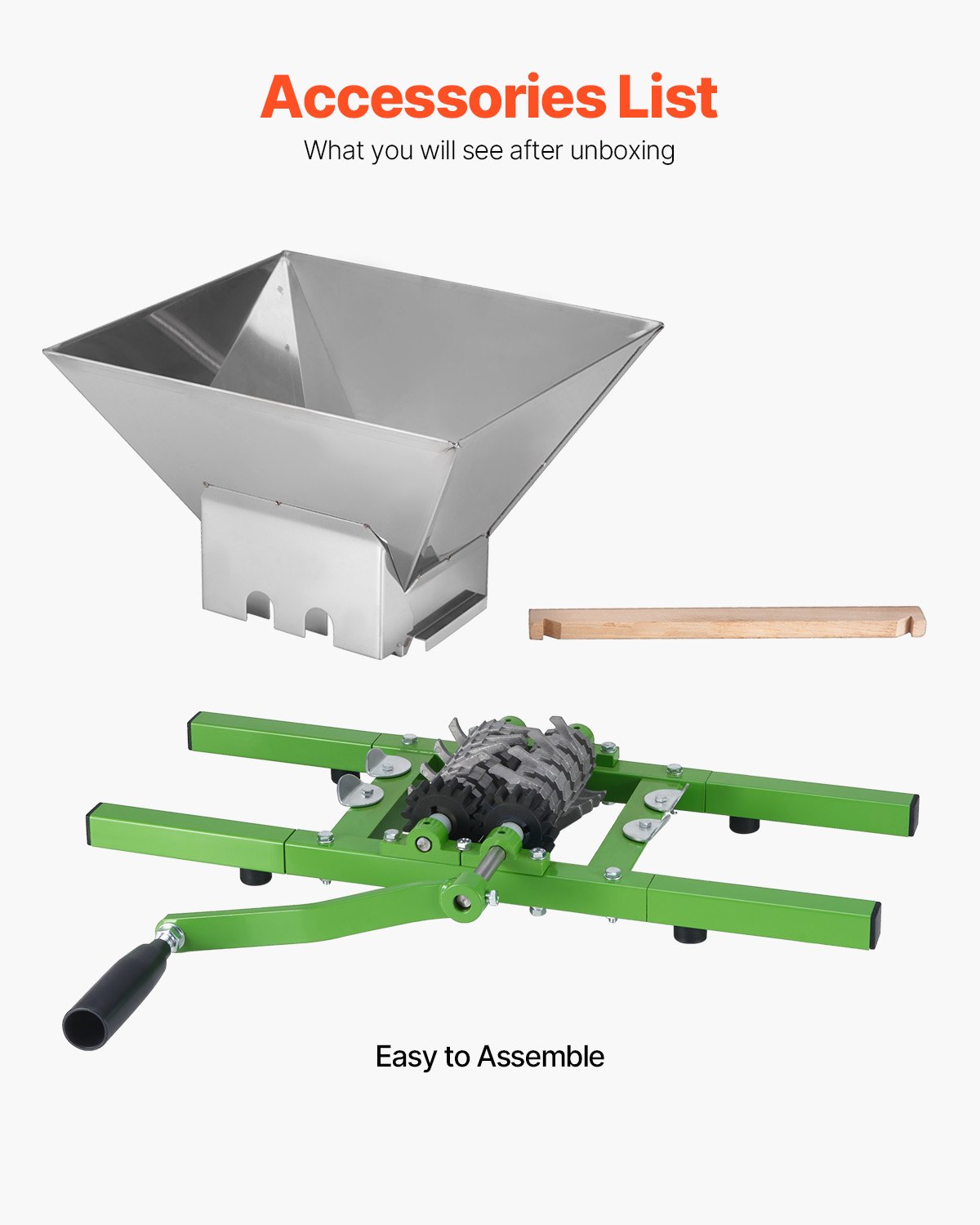 VEVOR 7 L Obstmühle Apfelmühle, große manuelle Mühle, Apfelpresse aus Edelstahl für Wein Apfelwein, manuelles Mahlwerk, Zerkleinerer Handmühle mit Rollengriff für Küche und Zuhause, grün