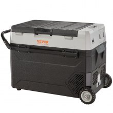 VEVOR Camping Kühlschrank 53 L Kühlbox, 12 / 24 V Rollbare Elektrische Gefrierbox 2 in 1 Doppelzone, Auto Kühlschrank Kompressor zum Warmhalten und Kühlen 60 W Tragbar Handgriff Boot, Lkw, Mobil Grau