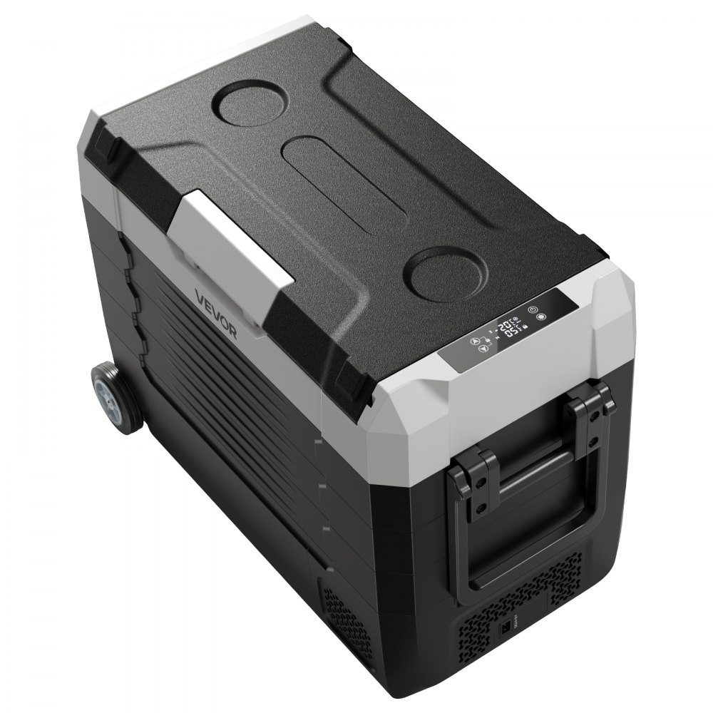 VEVOR Kompressor Kühlbox 12/24 V DC 100–240 V AC, Autokühlschrank 45 L mit App-Steuerung & Rädern & 2 Temperaturzonen (-20 °C bis 20 °C), Tragbarer Kühlschrank für Wohnmobile Boote Camping Angeln
