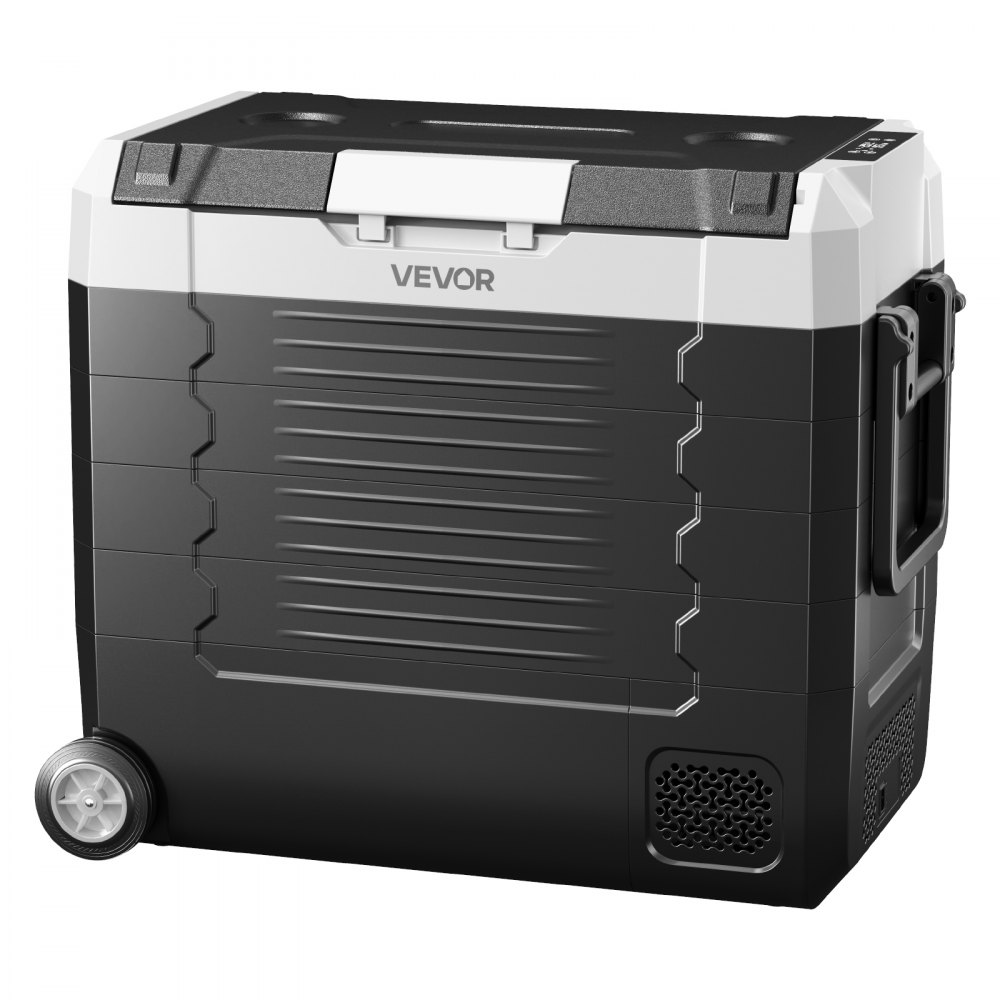 VEVOR Kompressor Kühlbox 12/24 V DC 100–240 V AC, Autokühlschrank 55 L mit App-Steuerung & Rädern & 2 Temperaturzonen (-20 °C bis 20 °C), Tragbarer Kühlschrank für Wohnmobile Boote Camping Angeln