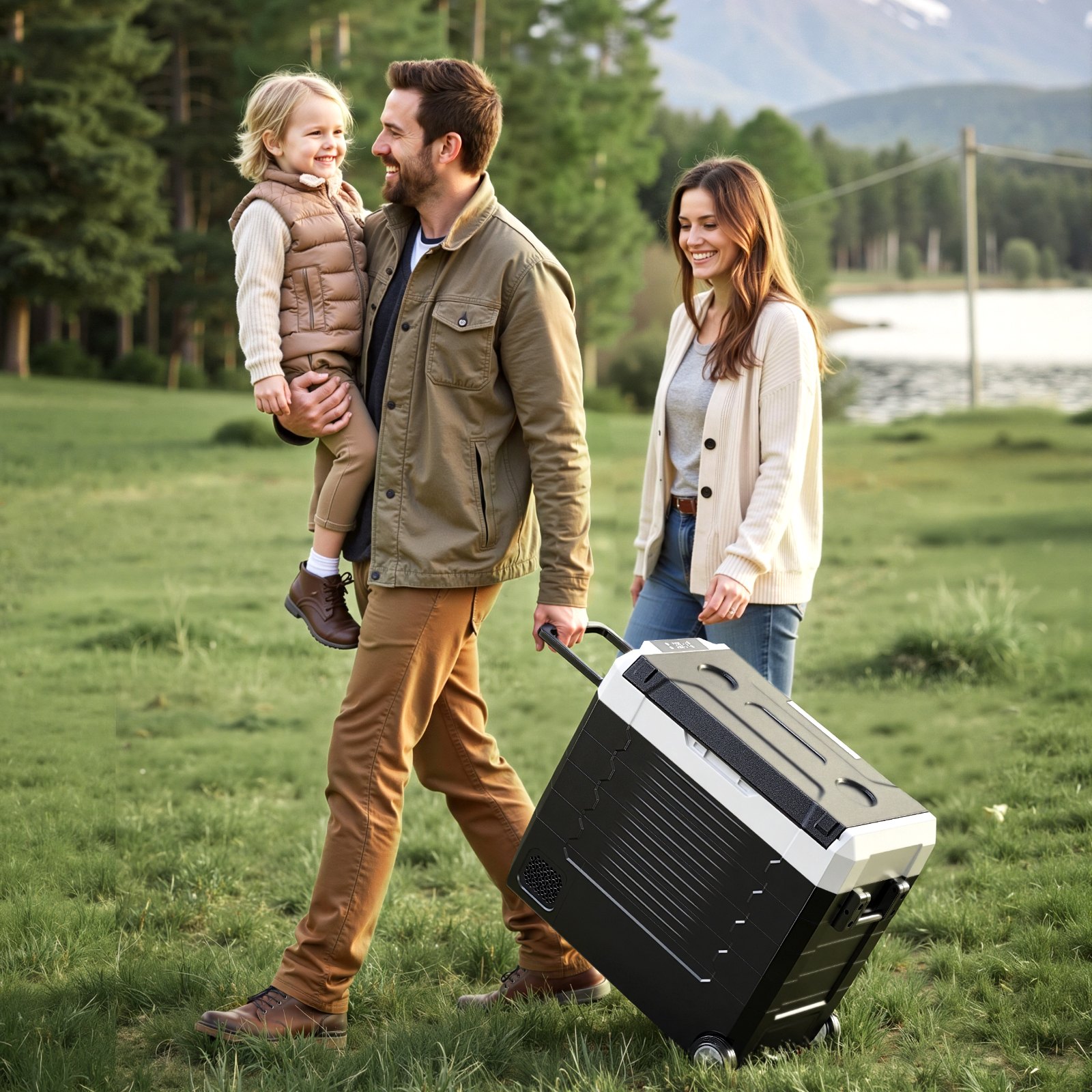 VEVOR Kompressor Kühlbox 12/24 V DC 100–240 V AC, Autokühlschrank 55 L mit App-Steuerung & Rädern & 2 Temperaturzonen (-20 °C bis 20 °C), Tragbarer Kühlschrank für Wohnmobile Boote Camping Angeln