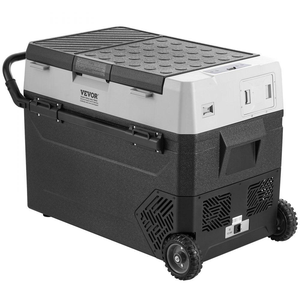 VEVOR Portable Car Refrigerator, 12V Car Cooler, 60L Single-Zone Portable Freezer on Wheels, Adjustable -20 to 20°C, Compressor Cooler for Home, Outdoor, Camping, RV, Car