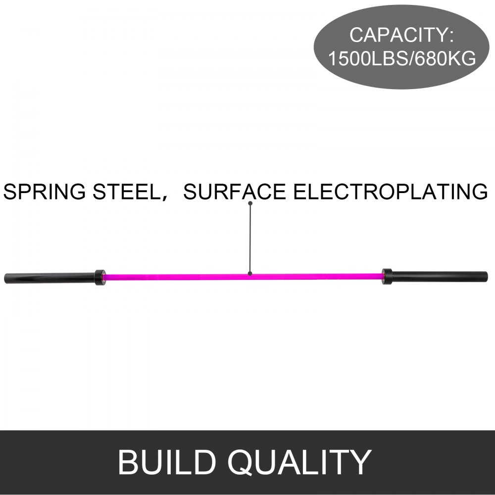 VEVOR 2,2 m Olympic Barbell 20 kg Olympische Langhantel Heben Fitness Training für Gewichtheben Powerlifting Heben Squat Bankdrücken Stange mit Schnallen und Klemmen(Pink)