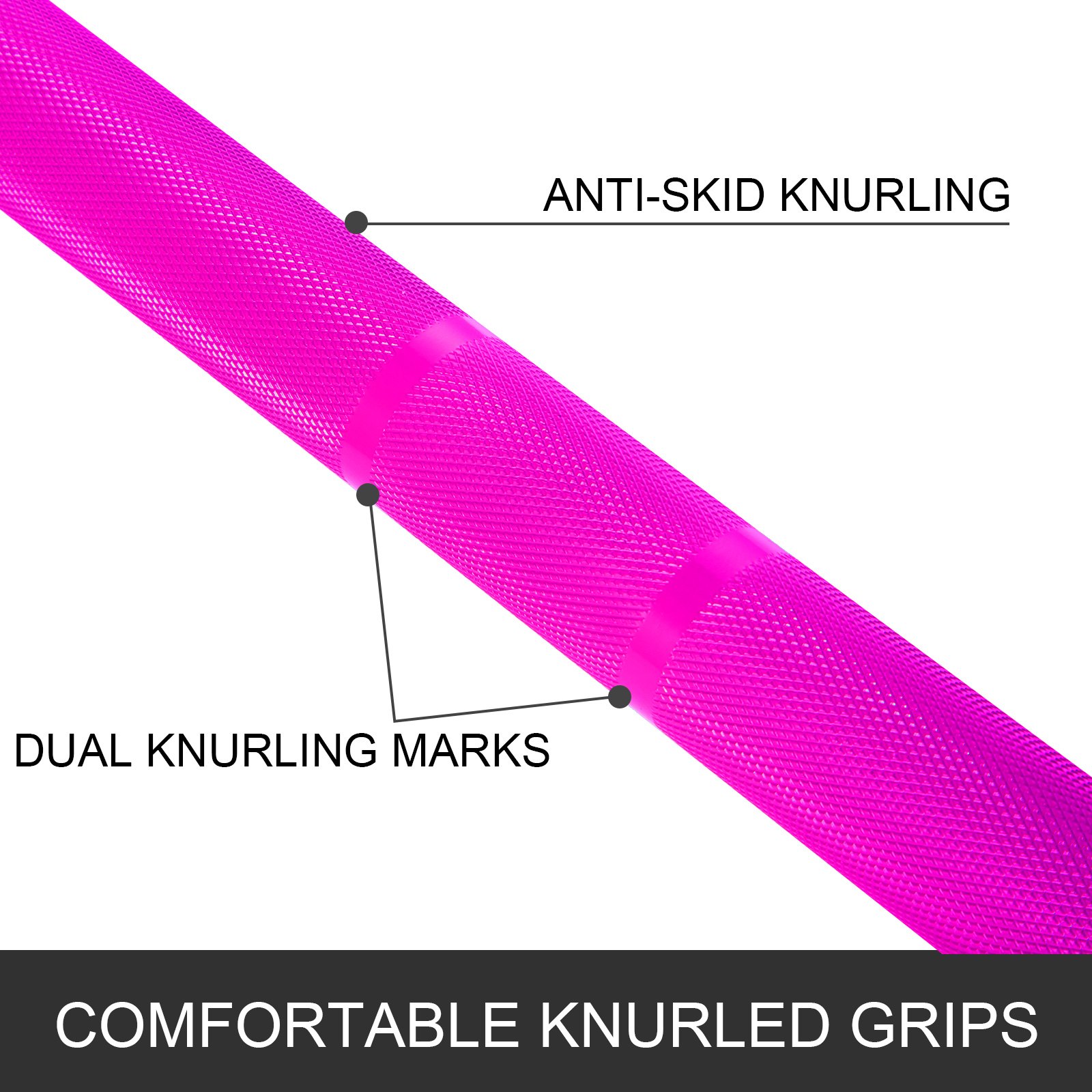 VEVOR 2,2 m Olympic Barbell 20 kg Olympische Langhantel Heben Fitness Training für Gewichtheben Powerlifting Heben Squat Bankdrücken Stange mit Schnallen und Klemmen(Pink)