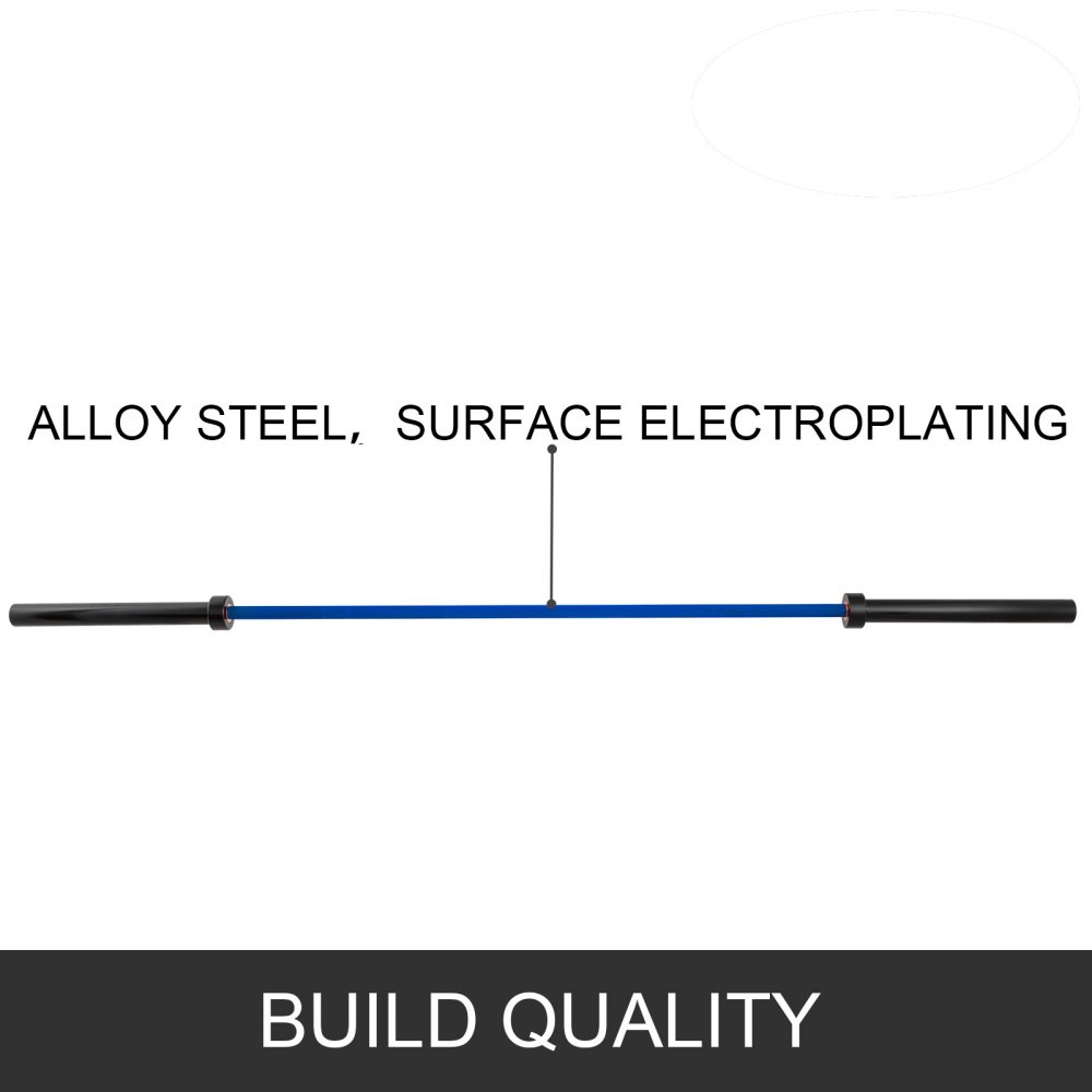 VEVOR 2 m Stange mit Schnallen und Klemmen  Barbell 15 kg Olympische Langhantel Heben Fitness Training für Gewichtheben Powerlifting Heben Squat Bankdrücken (Blau)