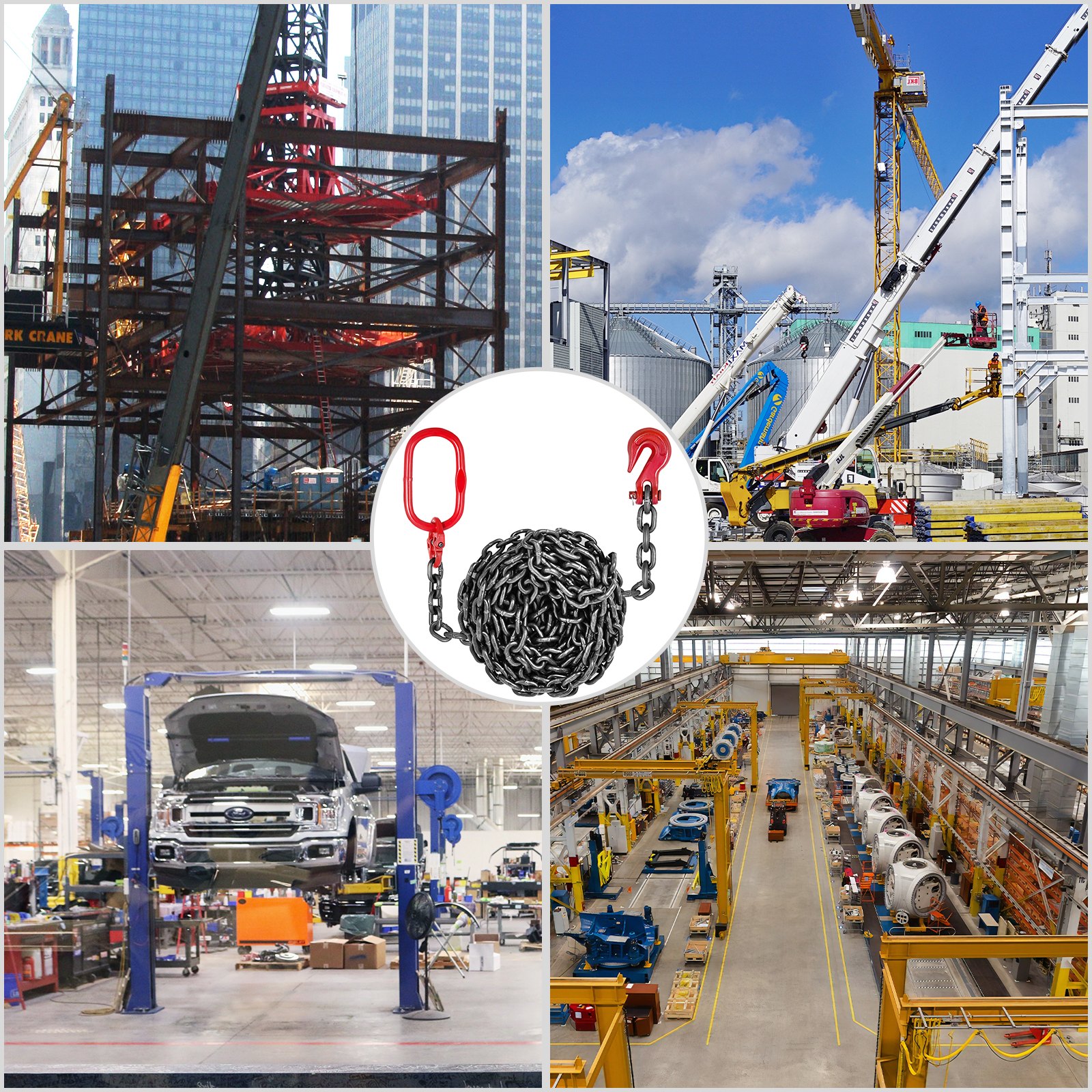 10mm X3m Anschlagkette Kettengehänge Bergbau Bruchlast 29760lb Einlänghaken