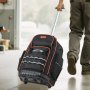VEVOR Werkzeugrucksack mit Rollen, 50 kg Tragkraft, 72 Taschen, Werkzeugtasche, verstellbarer Teleskopgriff & stabile Basis, Arbeitsrucksack-Organizer für Bau & Mechanik, 450x275x560 mm