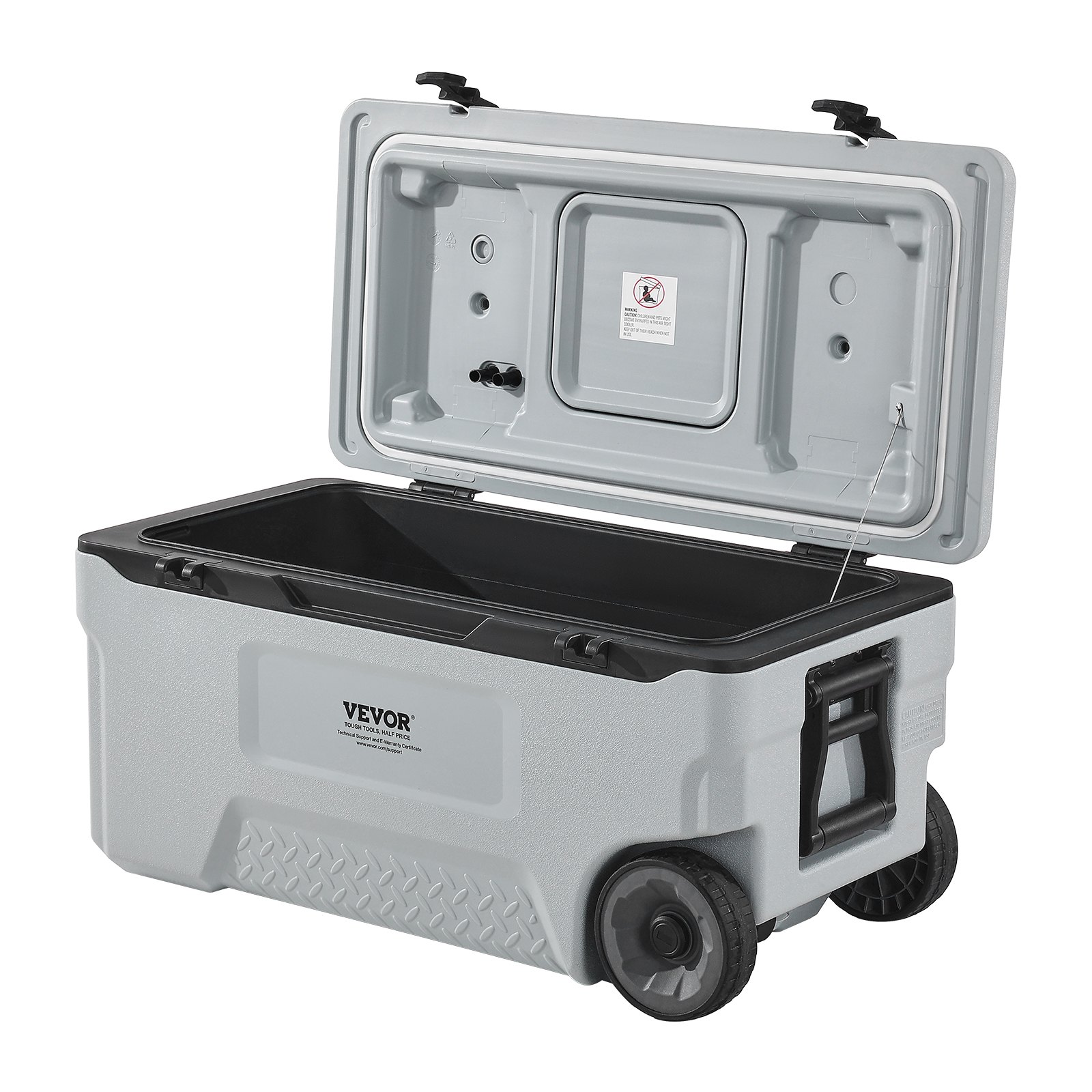 VEVOR tragbare Kühlbox (74 Qt / 120 Dosen) mit Eisspeicherung & robusten Griffen & Getränkehalter, isolierte tragbare Kühlbox aus stabilem Material, geeignet für Familienpicknicks und lange Reisen