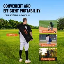 VEVOR 186,5 x 1083 x 190 cm Fußballtrainer-Wurfnetz, Trainings-Wurfziel-Übungsnetz mit 5 Zieltaschen, Knotenloses Netz, inkl. Bogenrahmen & Tragbarer Tragetasche, Verbessert die QB-Wurfgenauigkeit