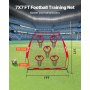 VEVOR Fußballtrainer Wurfnetz Übungsnetz (2170 x 1255 x 2230 mm) mit 5 Zieltaschen & tragbarer Aufbewahrungstasche & Bogenrahmen, Training für die Passgenauigkeit des Quarterbacks, rot