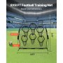 VEVOR Fußballtrainer Wurfnetz Übungsnetz (274 x 106 x 243 cm) mit 6 Zieltaschen & tragbarer Aufbewahrungstasche & Gurten, Wurfziel-Training für die Passgenauigkeit des Quarterbacks, Schwarz