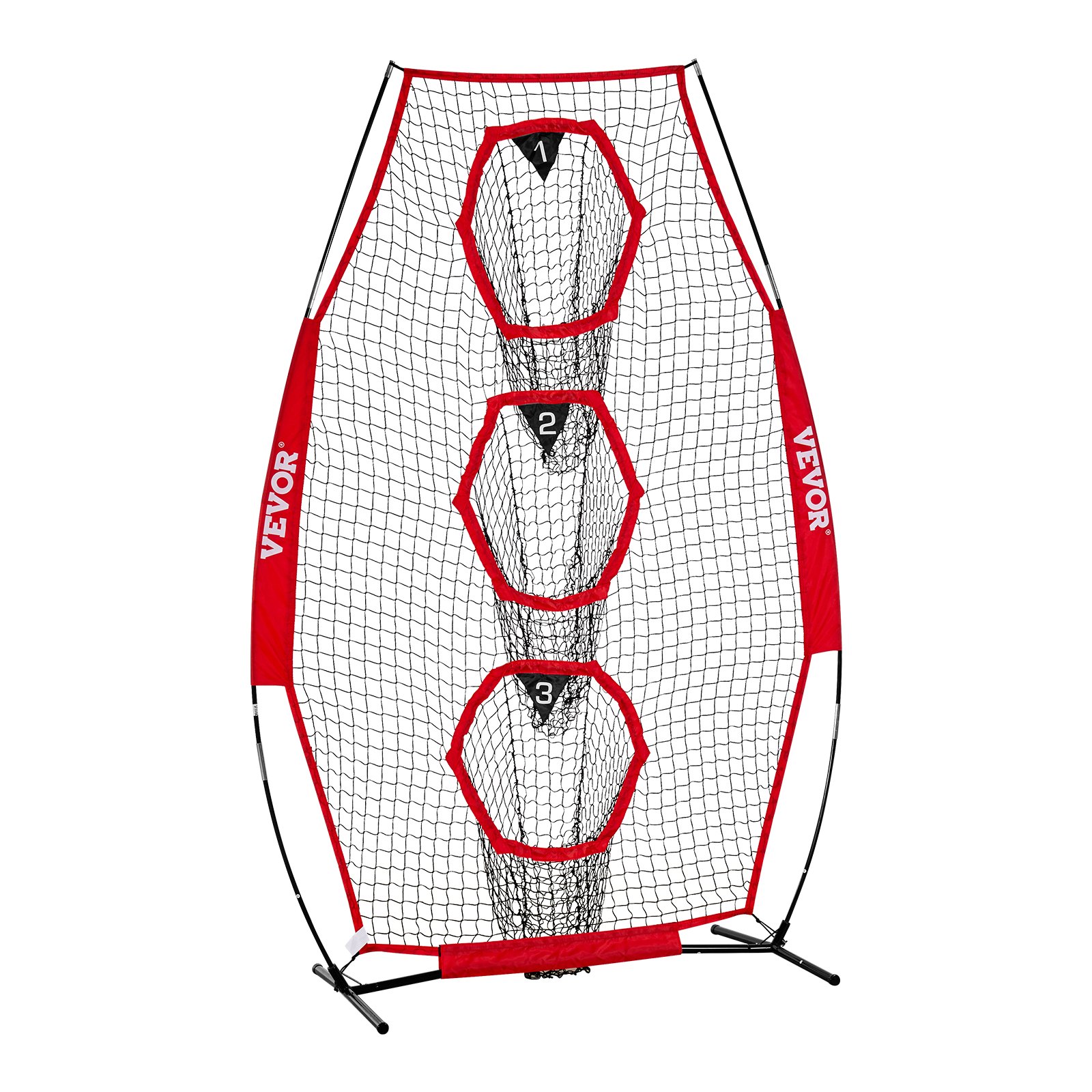 VEVOR Fußballtrainer Wurfnetz Übungsnetz (168 x 77 x 245 cm) mit 3 Zieltaschen & tragbarer Aufbewahrungstasche & Gurten, Wurfziel-Training für die Passgenauigkeit des Quarterbacks, rot