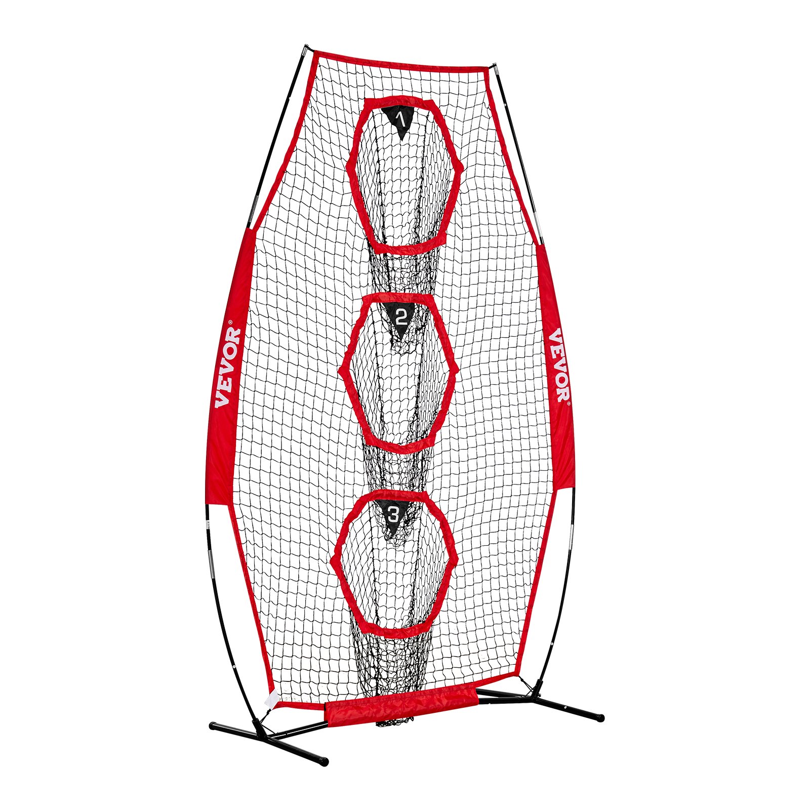 VEVOR Fußballtrainer Wurfnetz Übungsnetz (168 x 77 x 245 cm) mit 3 Zieltaschen & tragbarer Aufbewahrungstasche & Gurten, Wurfziel-Training für die Passgenauigkeit des Quarterbacks, rot