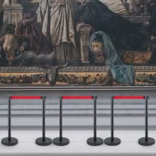 VEVOR Personenleitsystem 6 Ständer 90 cm Gesamthöhe Absperrung mit Vierwegadapter Abgrenzungsständer Absperrständer mit 2 M Länge Gürtel für Flughafen