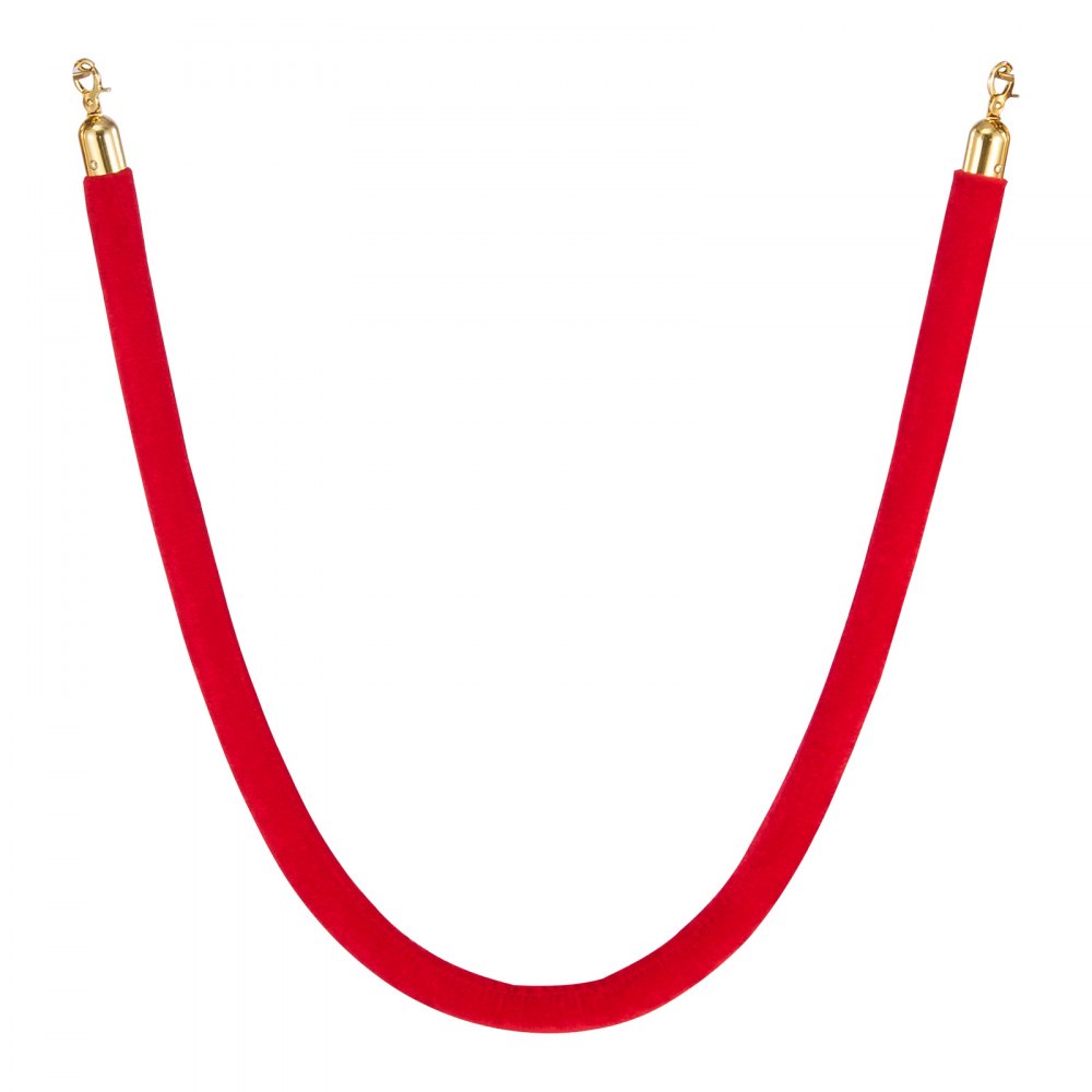 VEVOR 2 Pcs Red Velvet Stanchion Ropes, 1.5 m Crowd Control Stanchion Red Velvet Ropes with Gold Hooks, Post Queue Barrier Carpet Rope for Carpet Events Movie Theaters Grand Openings Hotels Party