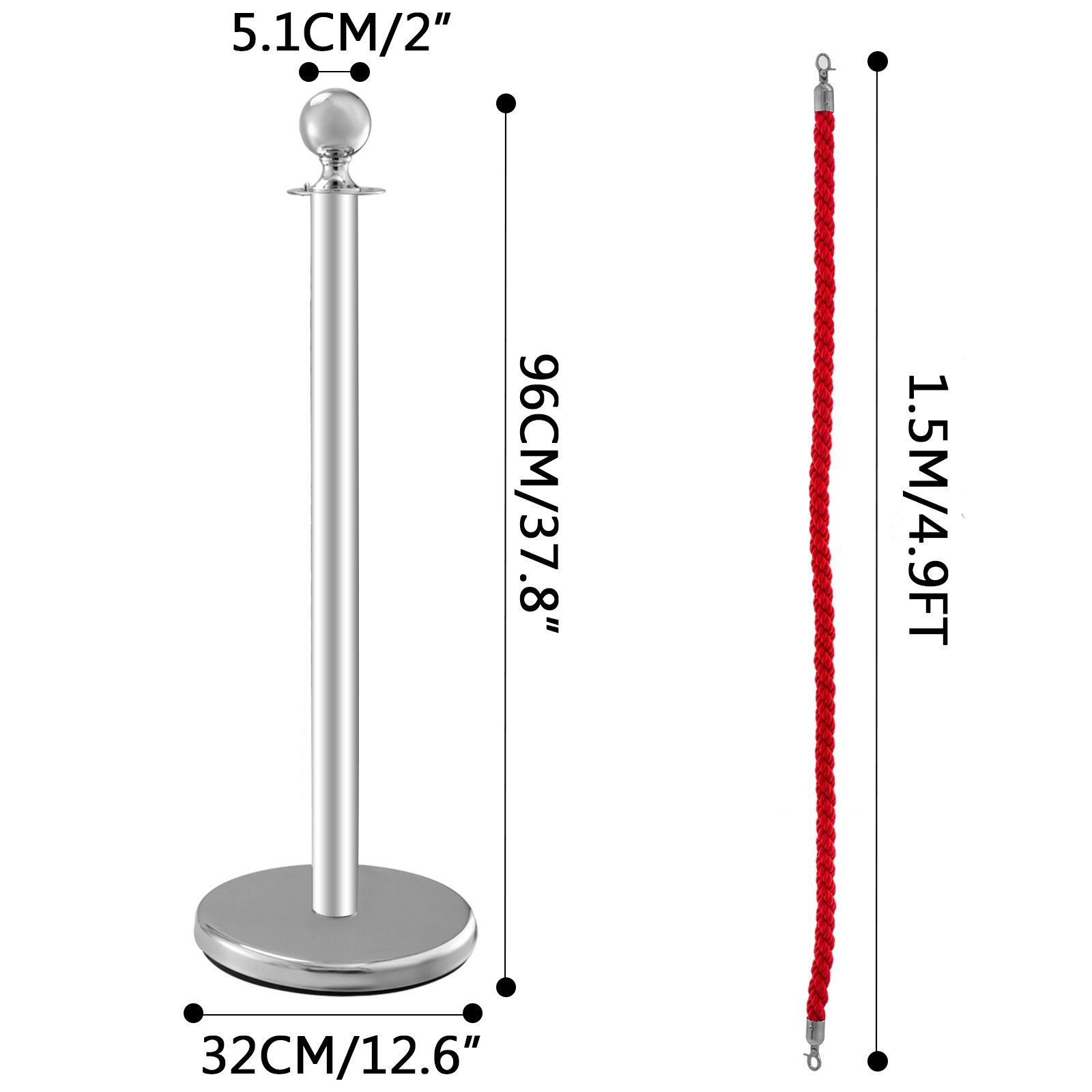 Absperrung 3 Abgrenzungsständer "vip" Personenleitsystem 2 Rote Kordeln