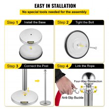 VEVOR Personenleitsystem 8 Ständer, 90 cm Gesamthöhe Absperrung, Abgrenzungsständer Leitpfosten, Absperrständer mit 1,5 M Länge Gürtel für Hochzeit Flughafen, Ständer aus Stahl und Eisen, Silber Rot
