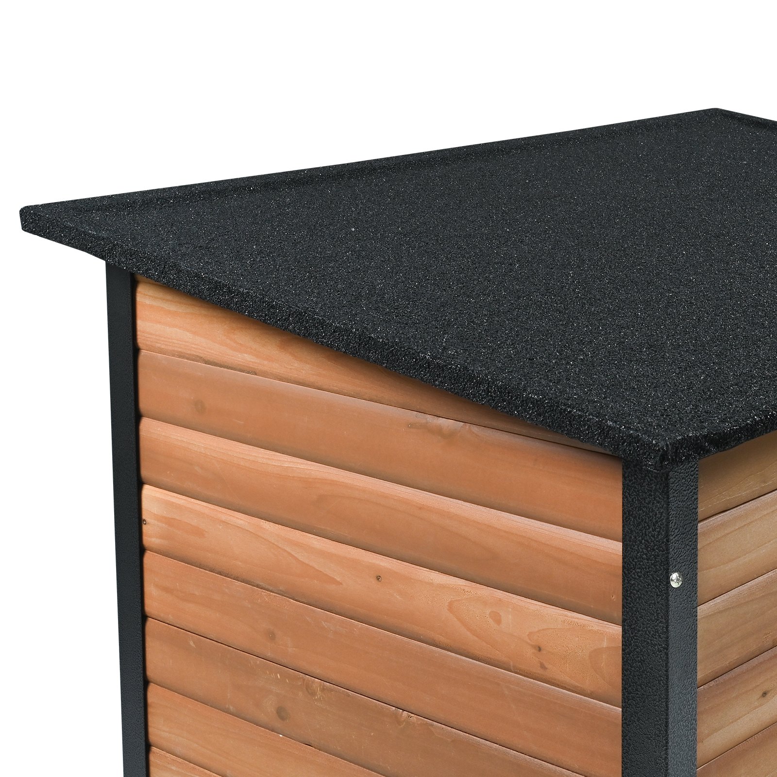 VEVOR Outdoor Dog Kennel, Waterproof Dog House with Raised Floor, Bite-Proof Wooden Dog Cave with Iron Frame for Outdoor Use, Open Roof, for Medium to Large Dogs