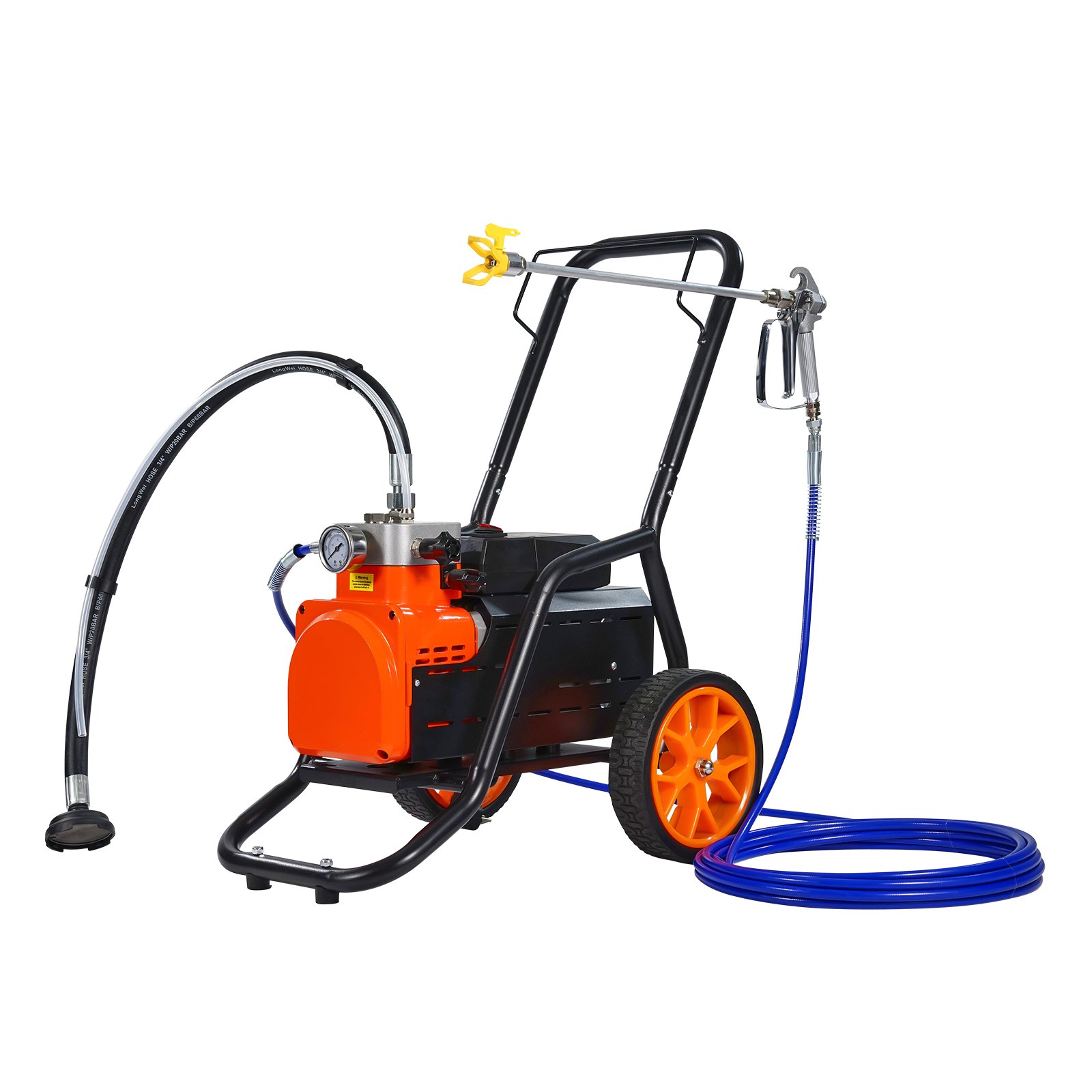 VEVOR Airless-Farbspritzgerät mit Membran, 1700 W effizientes Airless-Farbspritzgerät mit Wagen, 3000 psi Airless-Farbspritzgerät, mit Verlängerungsstang, 3,5 L/min Hochdruck Airless Farbsprühsystem