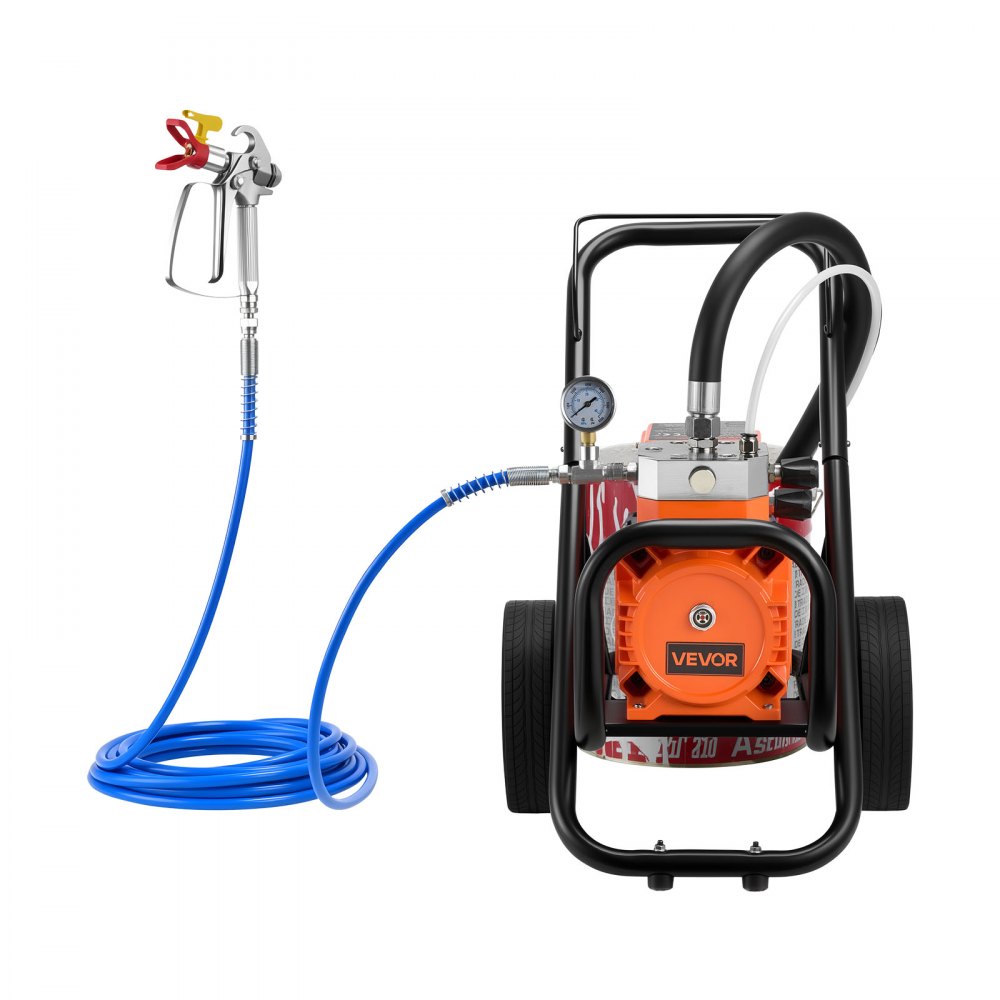 VEVOR Membran-Airless-Farbspritzgerät 2000 W, Rollbares Farbspritzgerät mit 22,75 MPa Hochdruck, 10 m Hochdruckschlauch, Reinigungsnadel und Bürste, für DIY-Sprüharbeiten im Innen- und Außenbereich