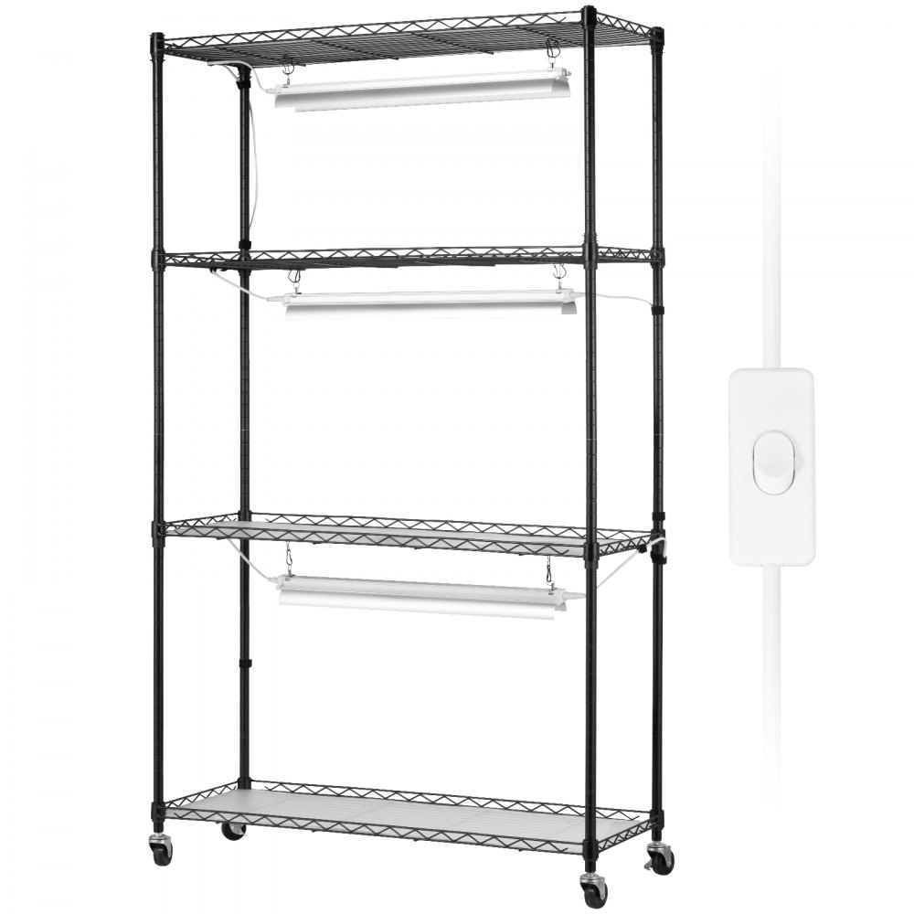 VEVOR Pflanzenständer mit Wachstumslicht, 4 Ebenen, 90 W, Wachstumslichtregal im Innenbereich, Vollspektrumleuchten, verstellbares Pflanzenregal, Wachstumsregal für Gartenpflanzen, 90 x 35 x 150 cm