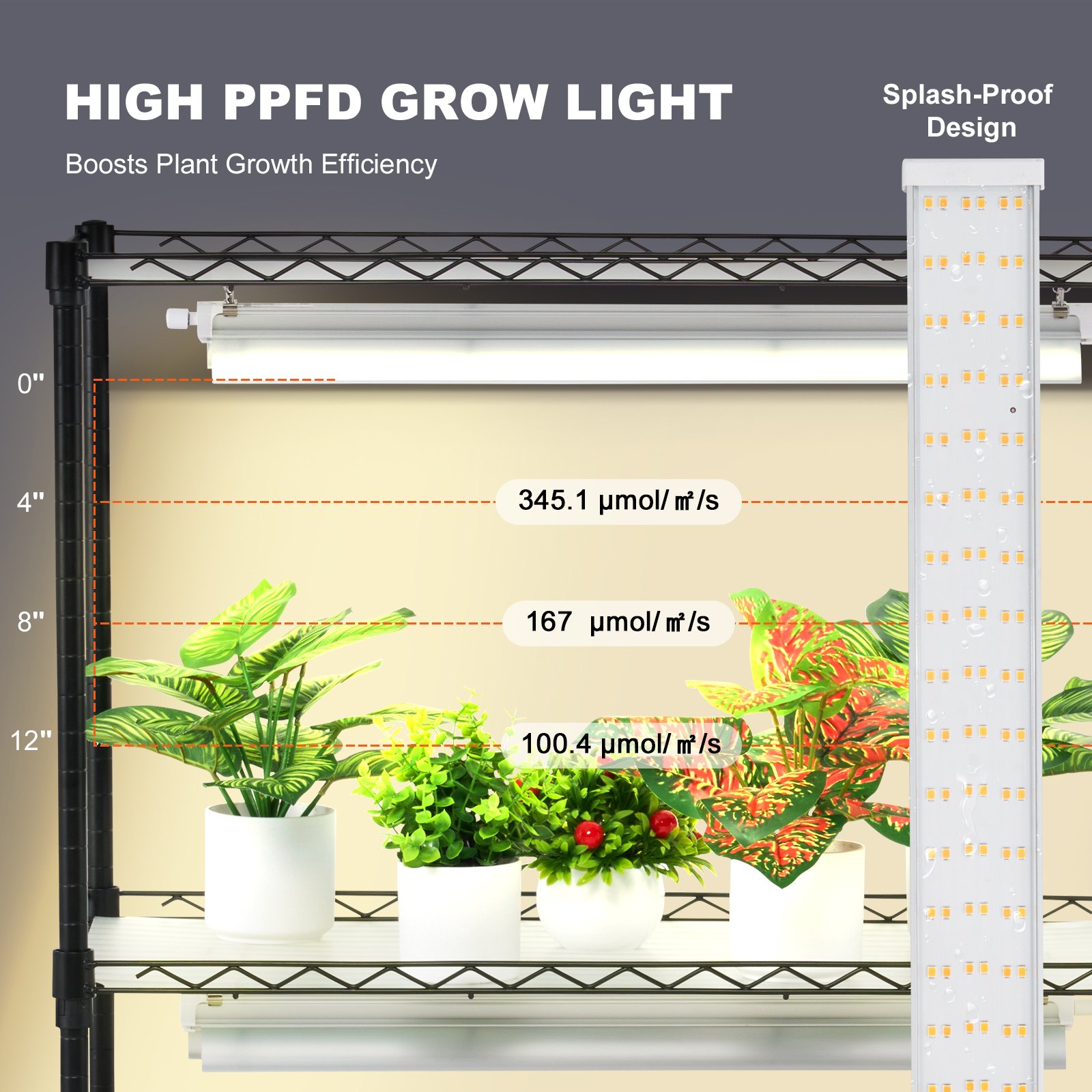 VEVOR Pflanzenständer mit Wachstumslicht, 6 Ebenen, 150 W Pflanzenregal für den Innenbereich, 3 Lichtspektrum-Modi, Pflanzenregal aus Stahl mit Timer, Wachstumsregal für Gartenpflanzen, 75x35x180cm