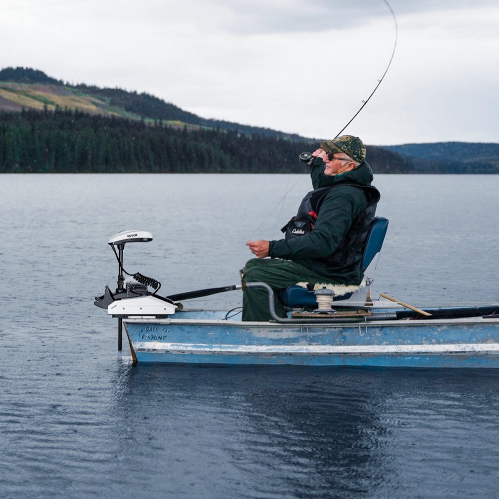 VEVOR Elektro Außenborder, 25 kg Schub mit GPS, 10-Gang-Bugmontage-Salzwasser-Bootsmotor, Trolling Motor mit Fernbedienung und LCD-Batterieanzeige, für Kajaks, Fischerboote, 915 mm Schaft