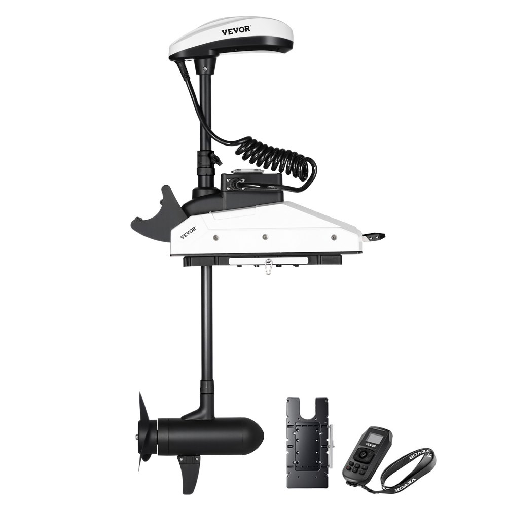 VEVOR Elektro Außenborder, 25 kg Schub mit GPS, 10-Gang-Bugmontage-Salzwasser-Bootsmotor, Trolling Motor mit Fernbedienung und LCD-Batterieanzeige, für Kajaks, Fischerboote, 915 mm Schaft