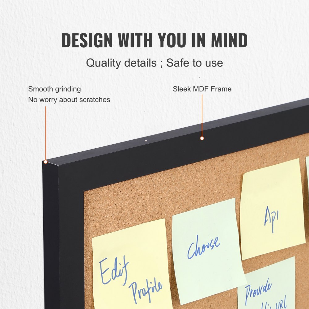 VEVOR Pinnwand Kork 407 x 559 mm, Pinnwand Kork Holzrahmen, Pinnwand aus Kork, Korkwand Pinnwand - Befestigungsmaterial und Druckstifte im Lieferumfang Enthalten, Holzrahmen, in Haushalten, Büros usw.