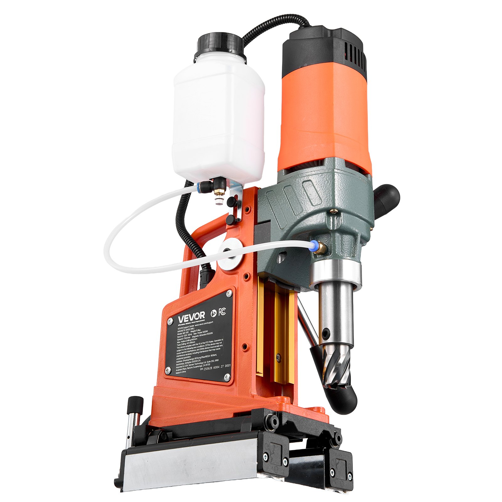 VEVOR Magnetbohrmaschine 1400 W 50 mm Bohrdurchmesser umkehrbare Richtung, Magnetbohrer mit 6 Kernbohrern für Metalloberflächen, elektrische Kernbohrmaschine für Industrie Heimwerker Orange