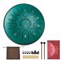 VEVOR Zungentrommel, 165 mm, 11 Tönen Regentrommel, D-Dur Musiktrommeln mit Notenbuch & Schlägeln, Steel Tongue Drum, Steel Pan, für Meditation Yoga Anfänger Musikunterricht, Grün