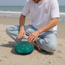 VEVOR Zungentrommel, 165 mm, 11 Tönen Regentrommel, D-Dur Musiktrommeln mit Notenbuch & Schlägeln, Steel Tongue Drum, Steel Pan, für Meditation Yoga Anfänger Musikunterricht, Grün