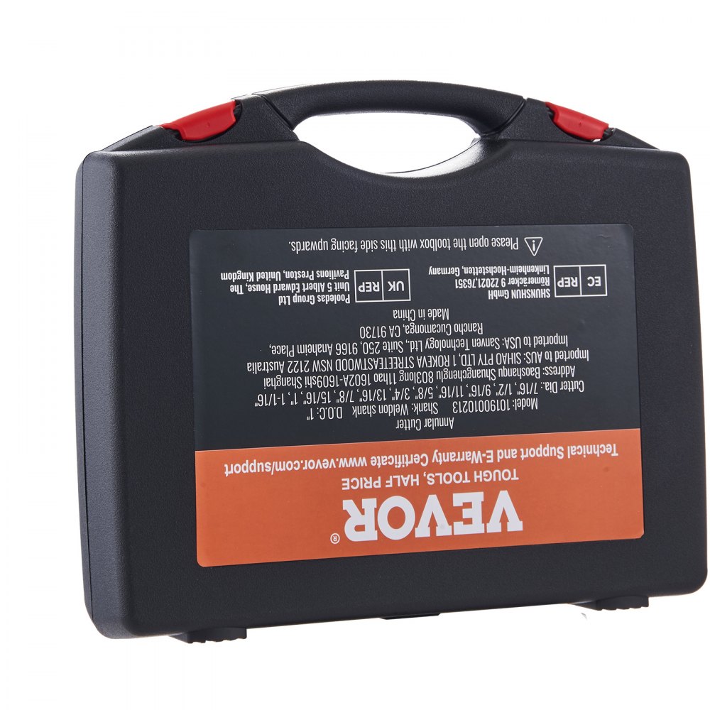 VEVOR 13-Piece Metal Core Drill Bit Set: 7/16", 1/2", 9/16", 11/16", 5/8", 3/4", 13/16", 7/8", 15/16", 1", 1-1/16 inch Core Drill Bit Set, 25.4 mm Cutting Depth, Ring Cutter Set, Accessories for Magnetic Drills