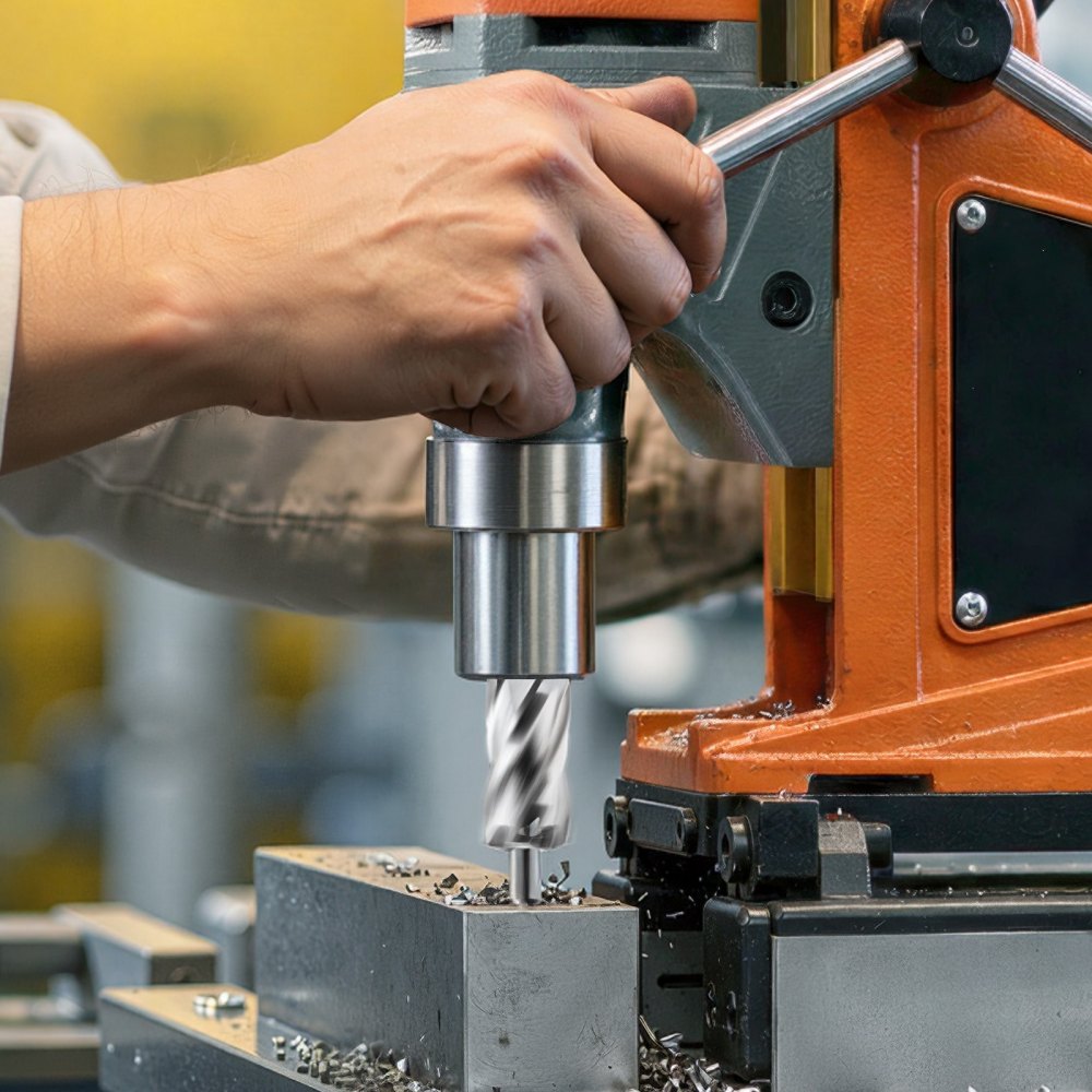 VEVOR HSS-Kernbohrer Weldon-Schaft 5-tlg. Magnetbohrer 25,4 mm Schnittdurchmesser, 3 Bohrer mit 2 Zentrierstiften, 25,4 mm Schnitttiefe, 3 Kunststoffboxen für Magnetbohrmaschinen, Stahl, Aluminium