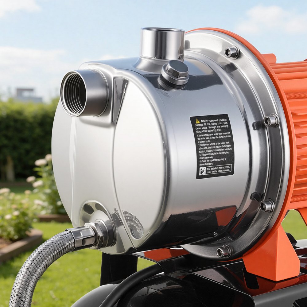 VEVOR 1.6 HP Shallow Well Pump with Pressure Tank, 230V 6000 LPH, Stainless Steel Irrigation Jet Pump with 19 L Tank, Automatic Water Booster System, 1.4-2.8 bar Pressure Switch, for Home Garden Lawn