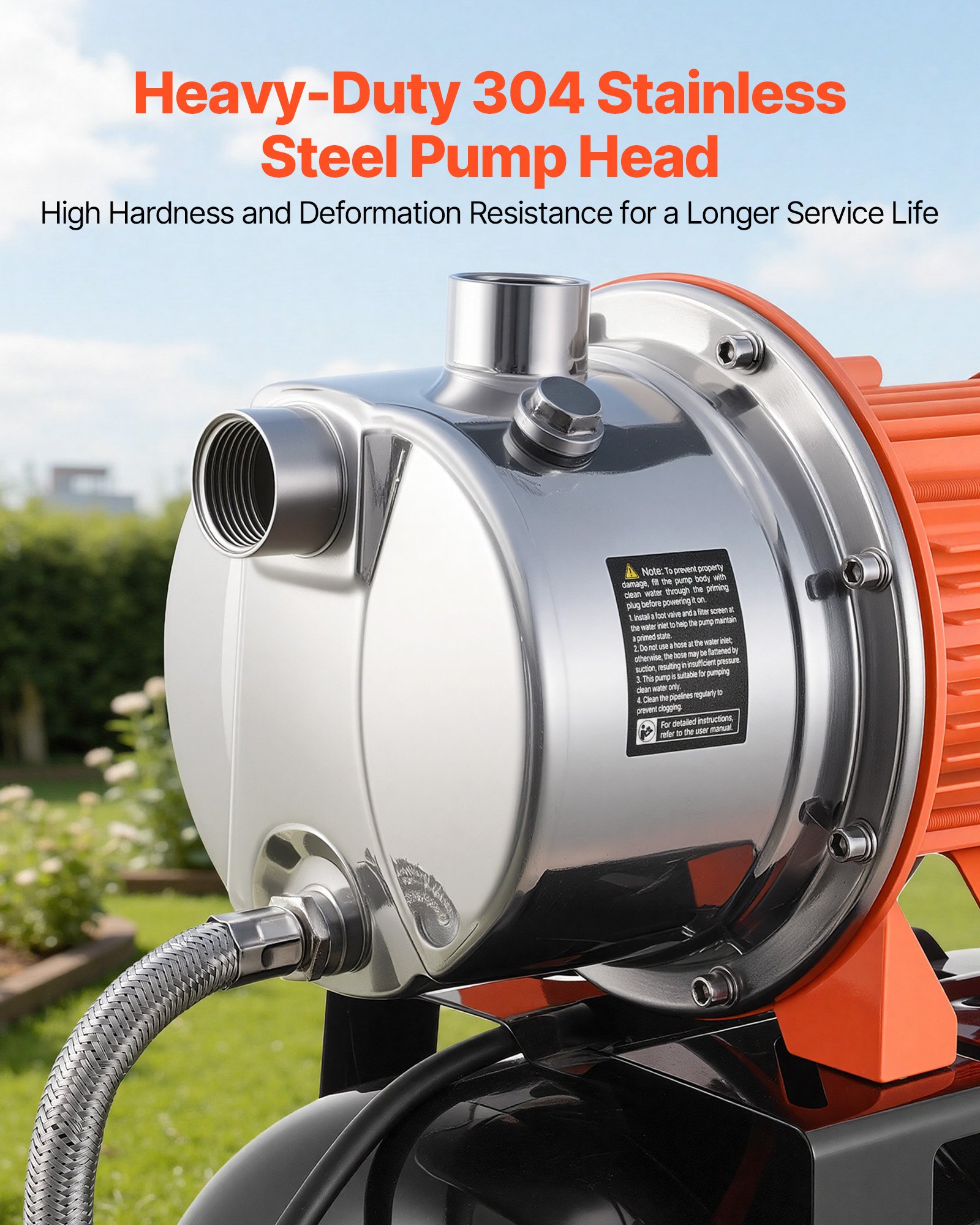 VEVOR 1.6 HP Shallow Well Pump with Pressure Tank, 230V 6000 LPH, Stainless Steel Irrigation Jet Pump with 19 L Tank, Automatic Water Booster System, 1.4-2.8 bar Pressure Switch, for Home Garden Lawn