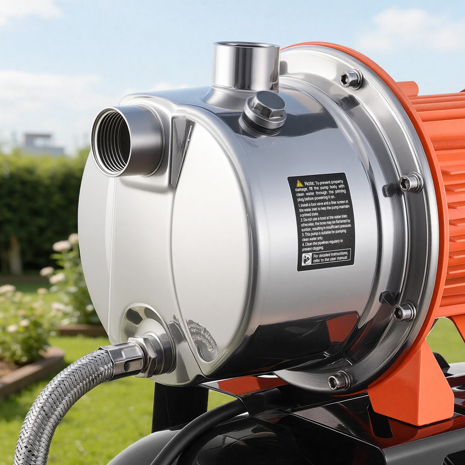 VEVOR 1.6 HP Shallow Well Pump with Pressure Tank, 230V 6000 LPH, Stainless Steel Irrigation Jet Pump with 19 L Tank, Automatic Water Booster System, 1.4-2.8 bar Pressure Switch, for Home Garden Lawn