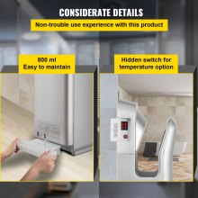 VEVOR Händetrockner 2 kW Kommerzieller elektrischer Händetrockner HEPA-Filter Wandhandtrockner Luftgeschwindigkeit 100 m/s Händeföhn 8-10 Sekunden zum