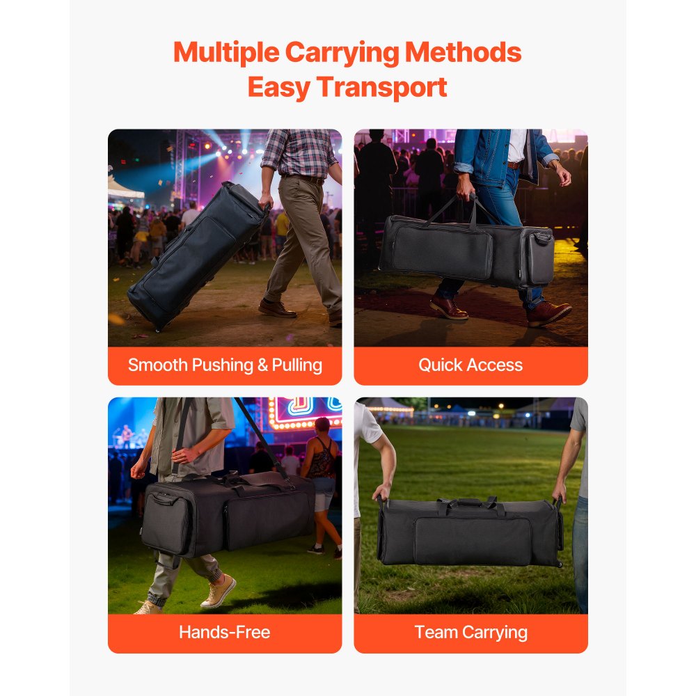 VEVOR Schlagzeugtasche, Drummer Hardware Bag, 1020x470x330 mm, mit verstellbaren Schulterriemen, Rollen & 4 Außentaschen, wasserabweisend & gepolstert, sicherer Transport von Equipment & Instrumente