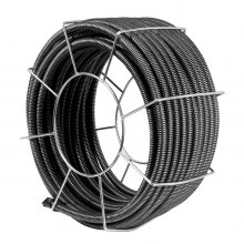 VEVOR Rohrreinigungsspirale 30 m x 19 mm, Rohrreinigungsspirale aus Stahl und 4 Schneidern für Rohre von 100 bis 200 mm, Rohrreinigungsspirale mit innerem Kern für Spüle, Bodenablauf, Toilette