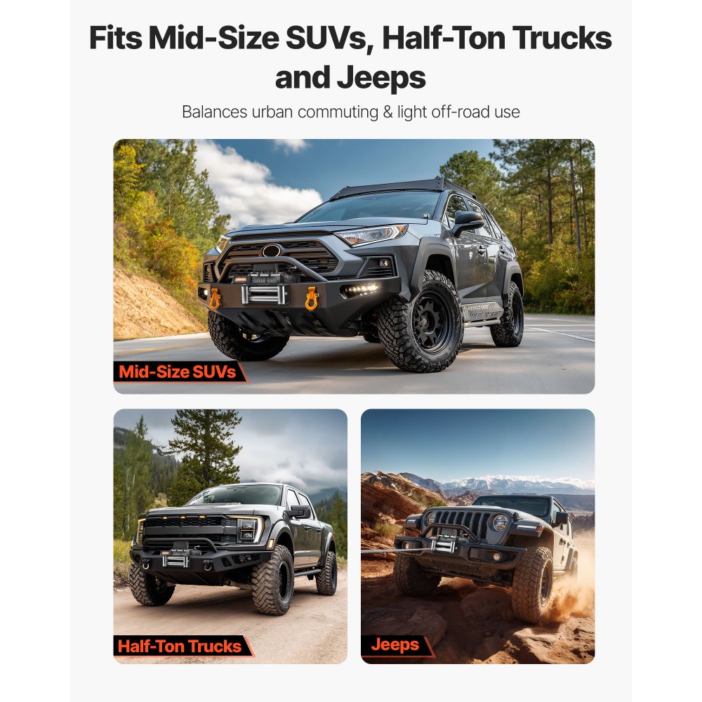 VEVOR Elektrische Seilwinde, 4500 kg, 12 V DC LKW-Winde mit Φ 8,3 mm x 19,8 m Stahlseil, kabellose & kabelgebundene Fernbedienung, IP55 zum Abschleppen von SUV, Jeep, Anhänger, Boot, Geländewagen