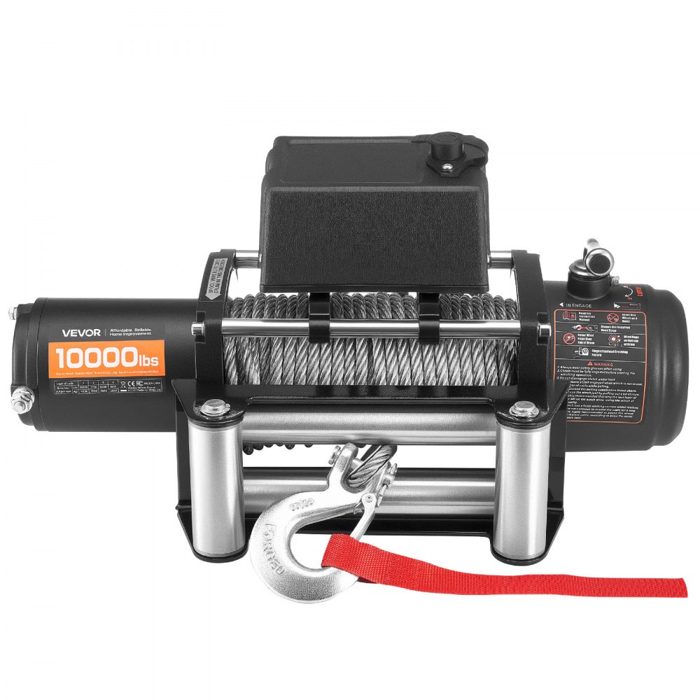 VEVOR Elektrische Seilwinde, 4500 kg, 12 V DC LKW-Winde mit Φ 8,3 mm x 19,8 m Stahlseil, kabellose & kabelgebundene Fernbedienung, IP55 zum Abschleppen von SUV, Jeep, Anhänger, Boot, Geländewagen
