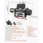 VEVOR Elektrische Seilwinde, 4500 kg, 12 V DC LKW-Winde mit Φ 8,3 mm x 19,8 m Stahlseil, kabellose & kabelgebundene Fernbedienung, IP55 zum Abschleppen von SUV, Jeep, Anhänger, Boot, Geländewagen