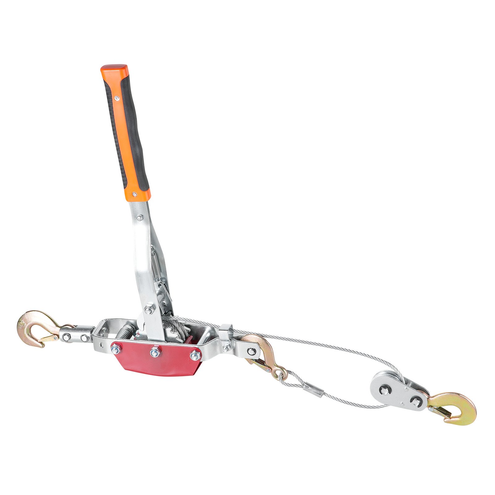 VEVOR Seilwinde, 4 Tonnen (8.818 lbs) Zugkraft, 10 Fuß Stahlkabel, 3 Haken, Hochleistungs-Ratschen-Abzieher mit Doppelgetriebe, Autohebezeug-Seilzieher, ideal für Fahrzeugrettung