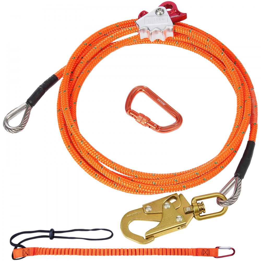 VEVOR Stahlkern-Flipline Baumpfleger-Flipline Flip Line Lanyard 4,88m Drahtseil