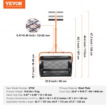 VEVOR Kompoststreuer Düngerstreuer Miststreuer Gartenstreuer Saatgutstreuer 60cm