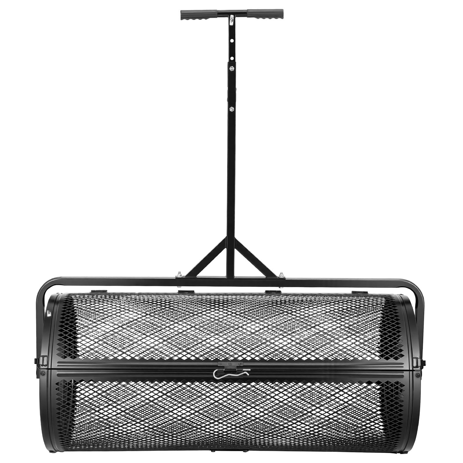 VEVOR Kompoststreuer 204 L, 112 cm Torfstreuer mit Schiebe-/Ziehgriff, Torfmoosstreuer 4-Fach Höhenverstellbar, Pulverbeschichtete Stahl-Kompostrolle, Miststreuer zum Pflanzen & Aussäen, Schwarz